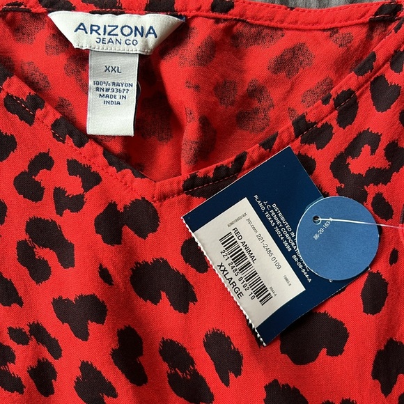 NWT Arizona Jean Co Red and Black Leopard Print Slip Dress Womens Sz XXL - Picture 11 of 13